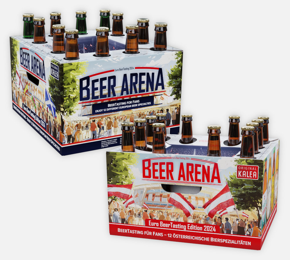 Beer Arena ist eine Bierkiste im Fußball-Arena Design von KALEA