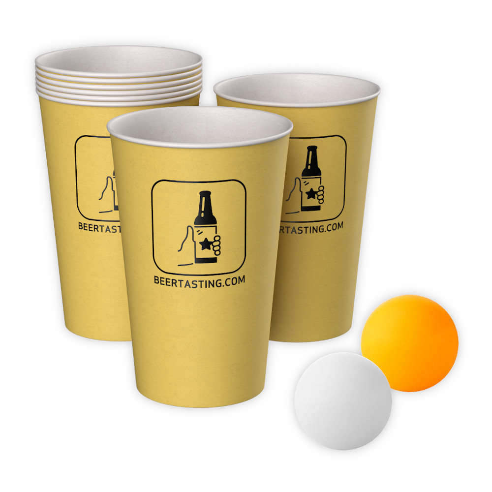 Becher und Tischtennisbälle für Bierpong-Trinkspiel